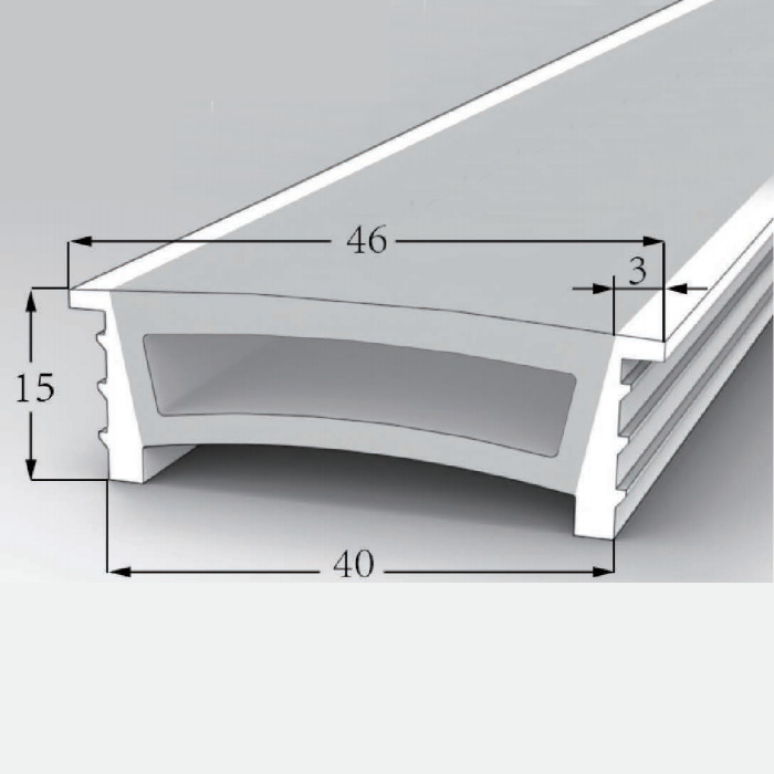 Wide LED Silicone Tube With Flange For 20/15mm LED Strips - 40*15mm 120° Top Emitting Wide LED Silicone Tube With Flange For 20/15mm LED Strips - 40*15mm 120° Top Emitting